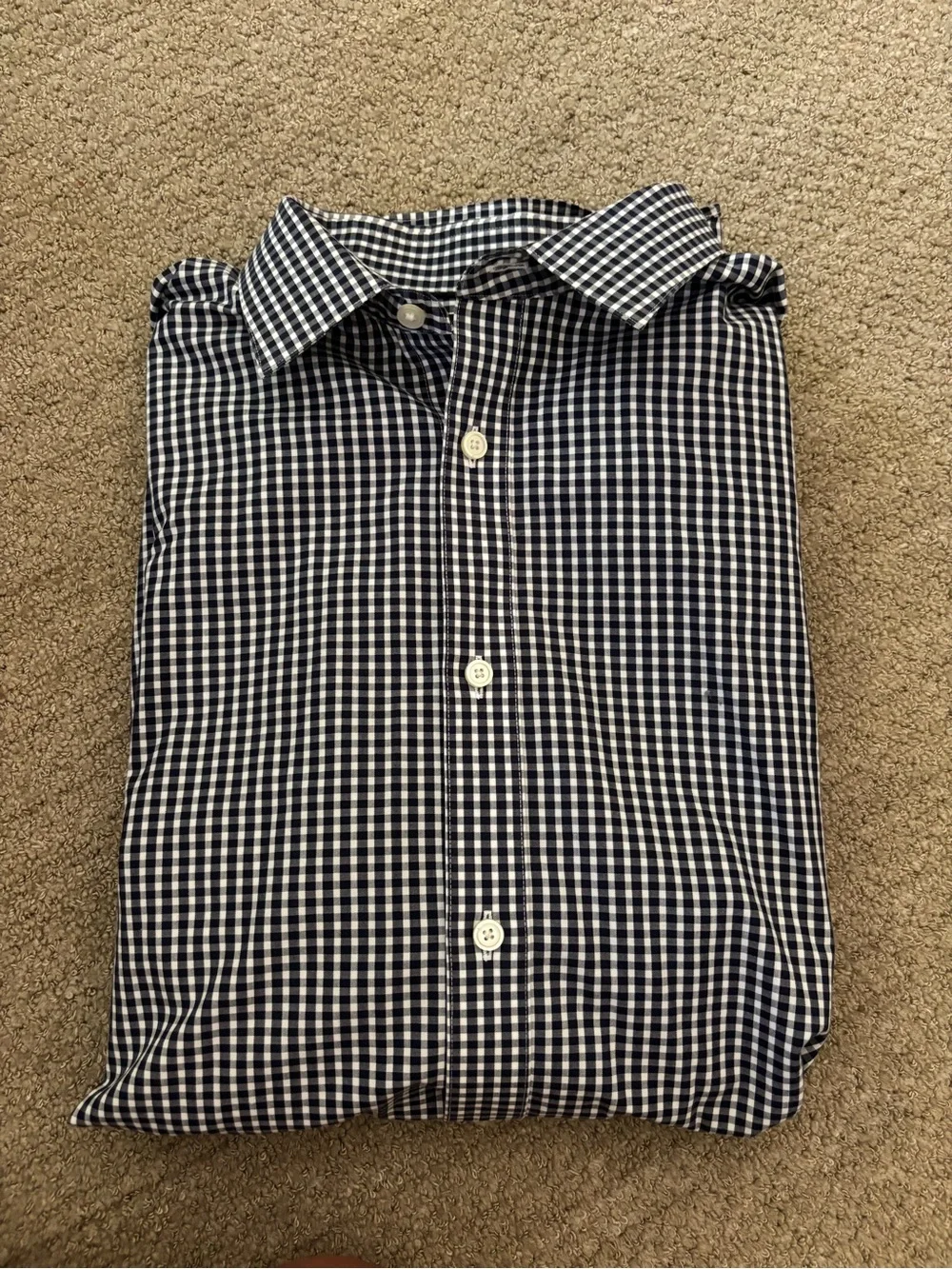 Banana Republic Navy and White Gingham Button-Down Shirt